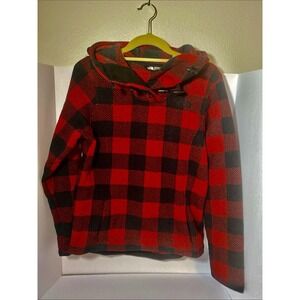 North Face Hoodie Womens Sm Red/black ‎ Fleece Hooded Pullover Outdoor E1